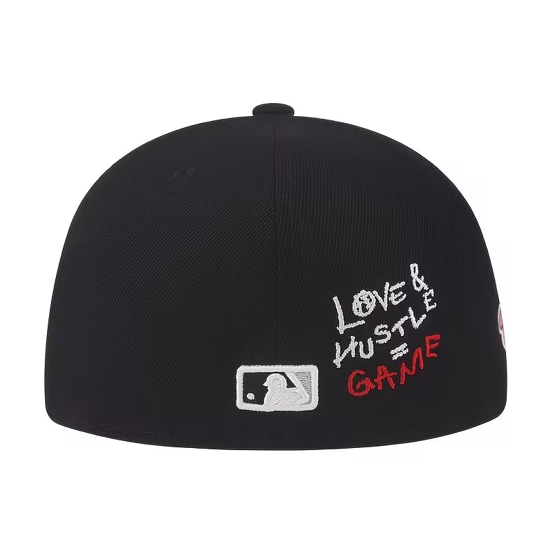 Black Flat Brim Snapback Hat – LA Logo & Heart Accents