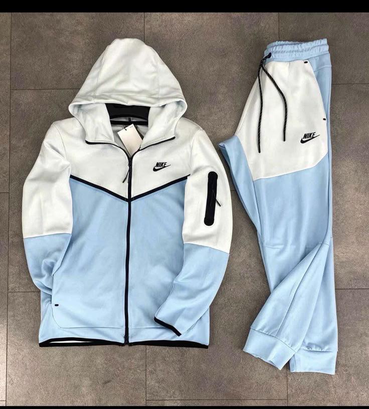 Nike Tech Fleece Tracksuit – White/Baby Blue