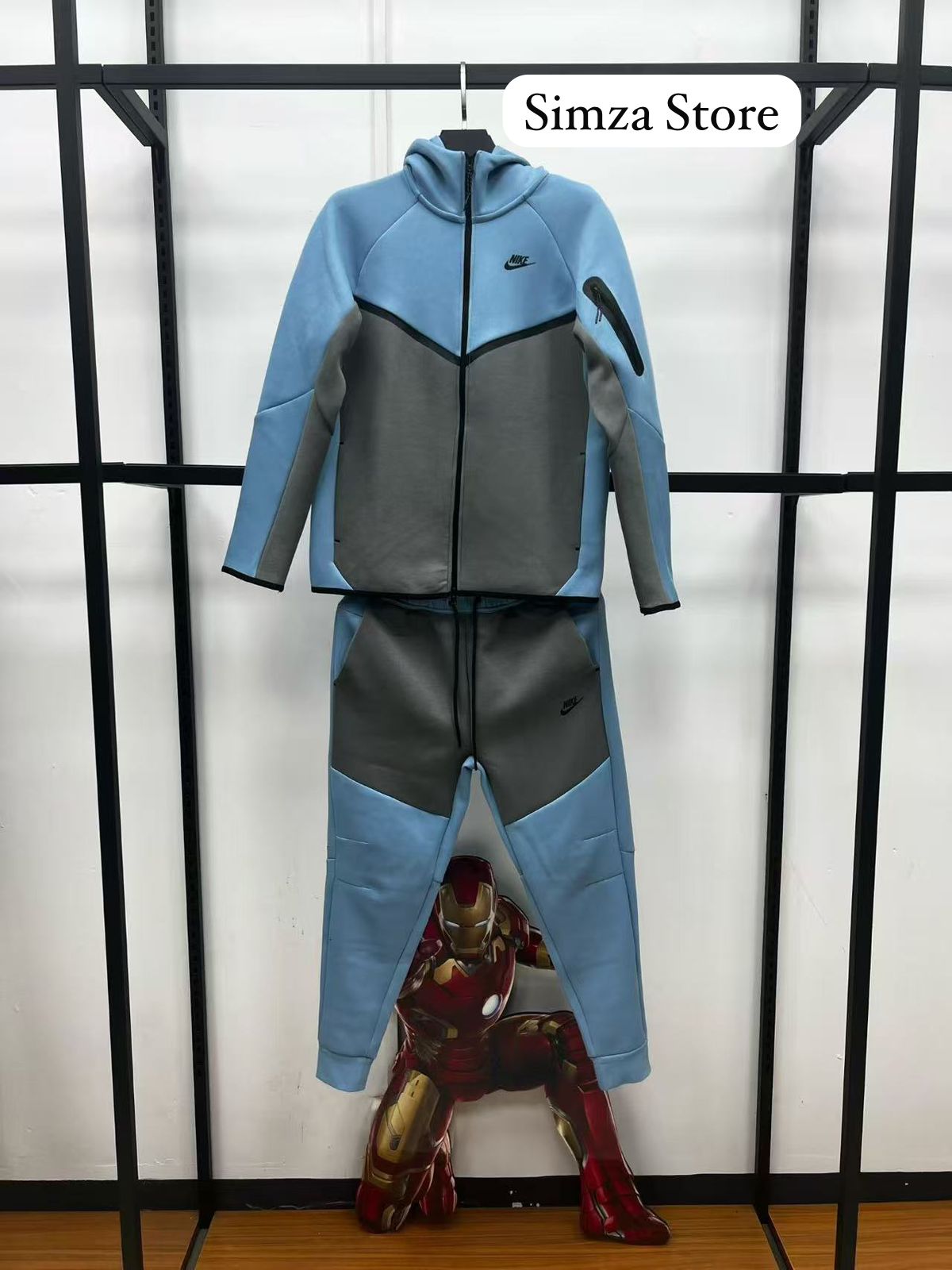 Nike Tech Fleece Tracksuit – Steel Blue/Charcoal