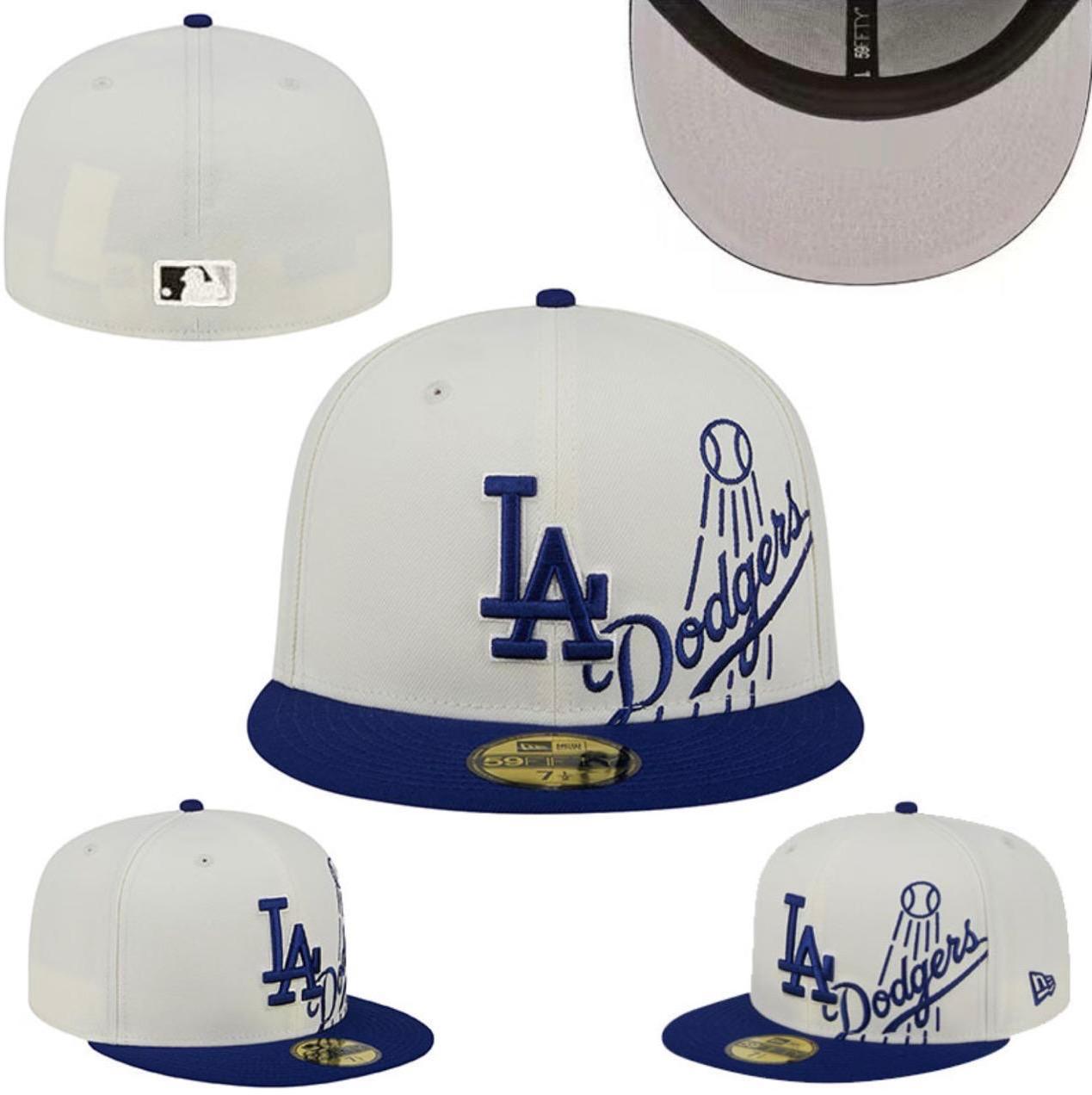New Era LA Dodgers 59FIFTY Fitted Cap – Script Graphic Edition (Cream/Royal Blue)