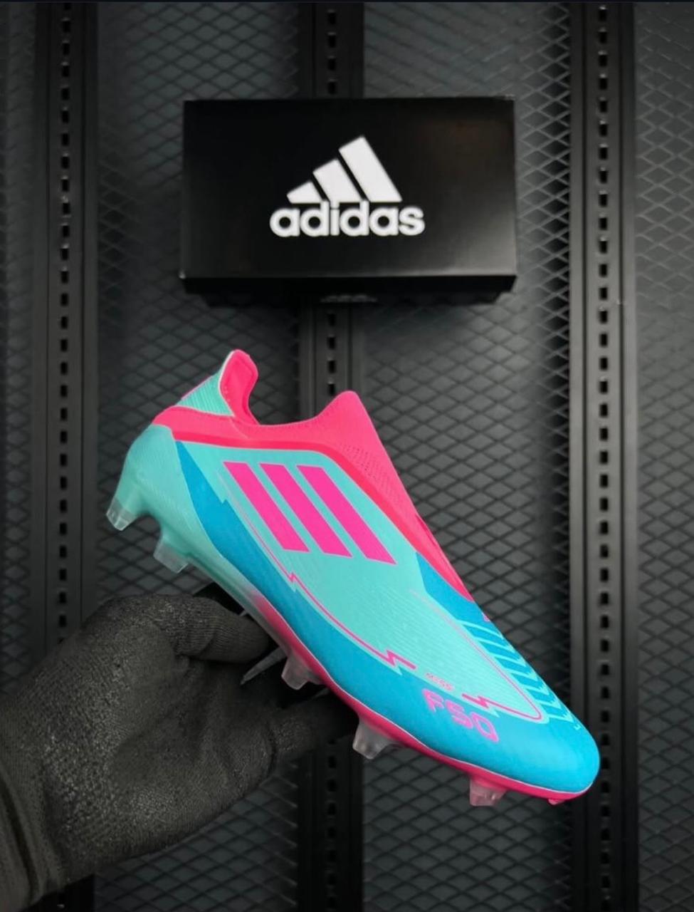 Adidas F50 Pro FG Football Boots – Aqua/Pink (Laceless)