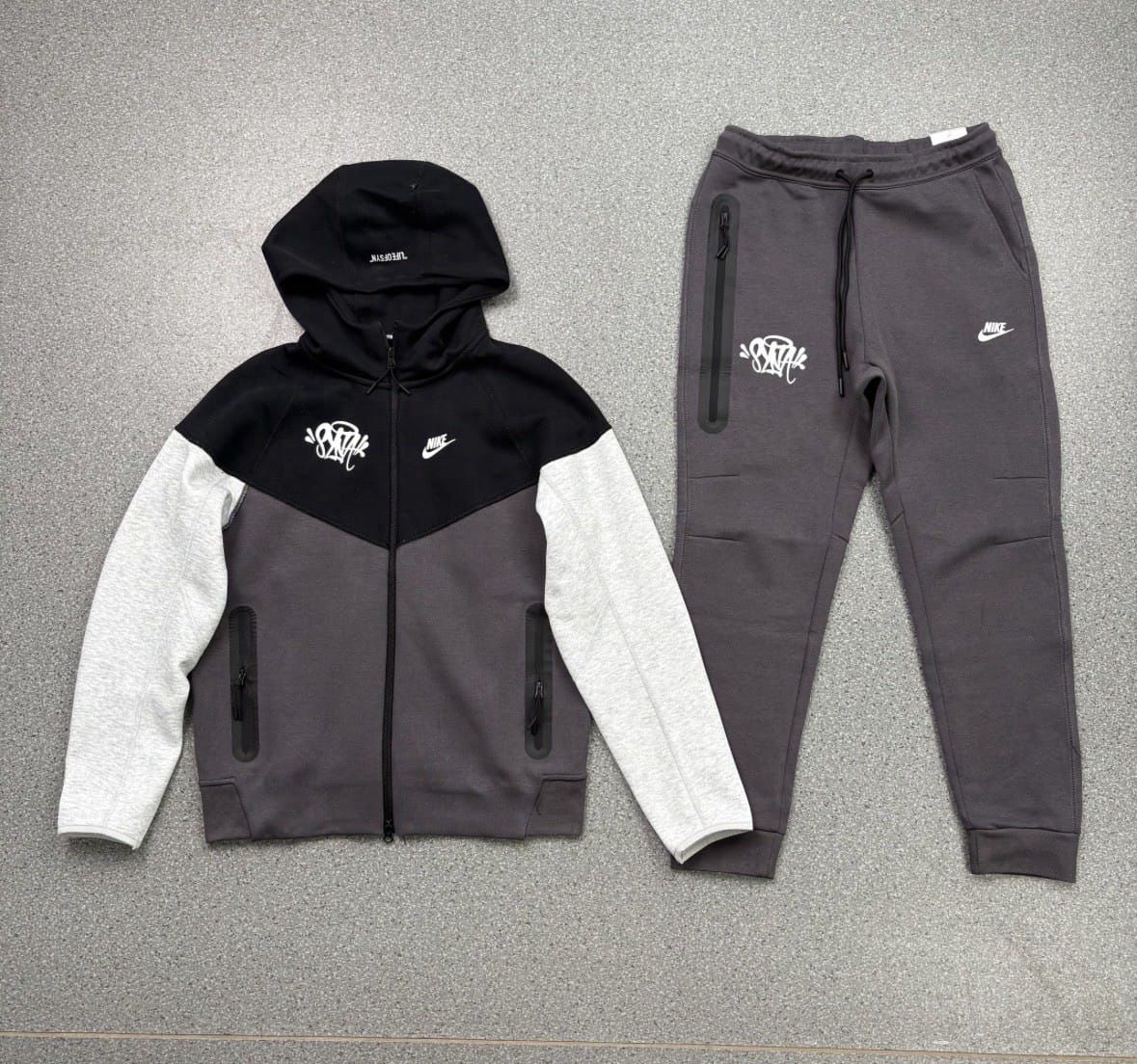 Nike Tech Fleece Tracksuit – Black/Grey/White (SATA Edition)